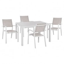 Σετ 5ΤΜΧ με τραπέζι 120Χ80Χ75 5Υ πολυθρόνες αλουμινίου σε λευκό χρώμα HM10523 c59420