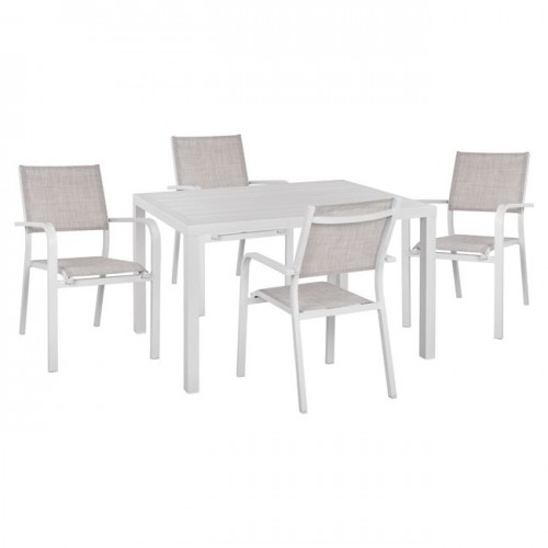 Σετ 5ΤΜΧ με τραπέζι 120Χ80Χ75 5Υ πολυθρόνες αλουμινίου σε λευκό χρώμα HM10523 c59420
