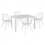 Σετ 5ΤΜΧ με τραπέζι 120Χ80Χ75 5Υ πολυθρόνες πολυπροπυλενίου σε λευκό χρώμα HM10524 c59421