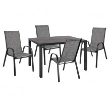 Σετ 5ΤΜΧ με τραπέζι αλουμινίου ανθρακί 120Χ80Χ75 5Υ πολυθρόνες LEON γκρι HM10525 c59422