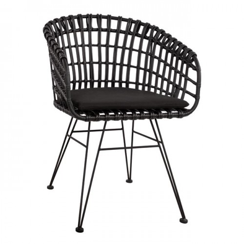 Πολυθρόνα τύπου φωλιά μεταλλική ALLEGRA HM5456 02 με WICKER μαύρο 59Χ56 5Χ83Υ εκ c60085