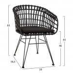 Πολυθρόνα τύπου φωλιά μεταλλική ALLEGRA HM5456 02 με WICKER μαύρο 59Χ56 5Χ83Υ εκ c60085