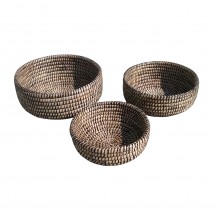 AFRICA ΣΤΡΟΓΓΥΛΗ ΦΡΟΥΤΙΕΡΑ KANS GRASS ΜΑΥΡΗ ΠΛΕΞΗ ΣΕΤ 3ΤΜΧ c60463