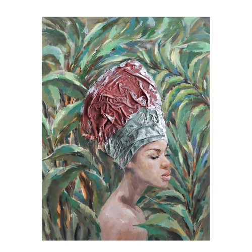 JUNGLE LADY HANDMADE ΠΙΝΑΚΑΣ 76x100x3 5cm c61230