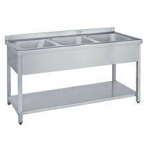 Inox νεροχύτης τριπλός με ράφι la3 180 95bf Inox νεροχύτης τριπλός με ράφι la3 180 95bf