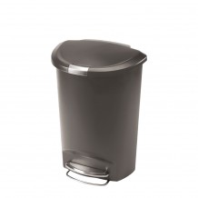 Κάδος απορριμμάτων 50L ημικυλινδρικός πλαστικός με πεντάλ απαλό κλείσιμο γκρι 48x35 5x67 3cm c70430