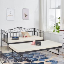 ΚΑΝΑΠΕΣ ΚΡΕΒΑΤΙ 190Χ90 ΜΑΥΡΟΣ ΕΠΕΚΤΕΙΝΟΜΕΝΟ ΒΟΗΘΗΤΙΚΟ ΚΡΕΒΑΤΙ 85Χ185 HM571 01 c71112