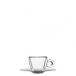 Σετ 2 γυάλινα φλυτζάνια espresso με inox πιατάκι διπλών τοιχωμάτων 6.5cl c72912