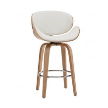 GOMEZ Σκαμπώ Bar Φυσικό PU Άσπρο c74245